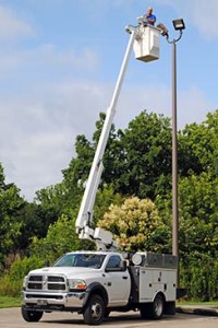 Bucket Truck for Parking Area Lighting